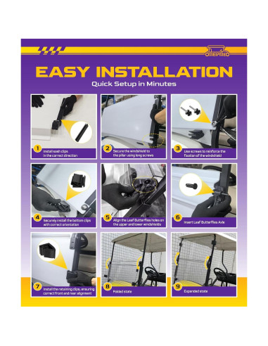 Parabrisas Plegable OMEIPMEO para Golf Cart YAMAHA G29 2007-2016