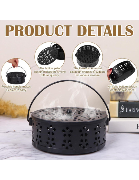 Soporte de Espirales de Mosquitos OBANGONG 4 Piezas Metal Negro y Bronce