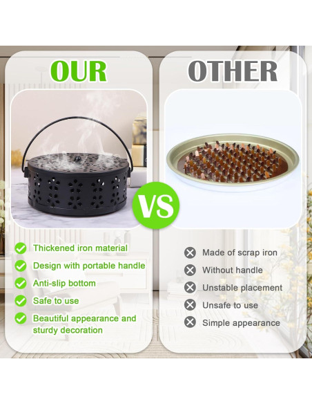 Soporte de Espirales de Mosquitos OBANGONG 4 Piezas Metal Negro y Bronce