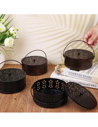 Soporte de Espirales de Mosquitos OBANGONG 4 Piezas Metal Negro y Bronce