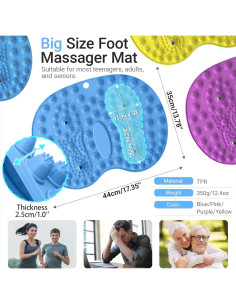 Alfombrilla de Masaje para Pies GEENOA 44x35cm Azul 2