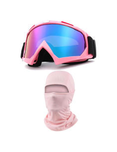 Gafas de Motocross Immoono con Balaclava Rosa y Lentes Azules