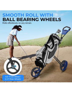 Carro de Golf SereneLife Plegable Azul - Ligero 7.1 kg 2