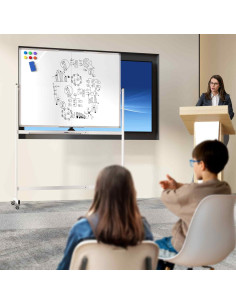 Pizarra Blanca Móvil Doble Cara Neatsure 122x91 cm Plata 2