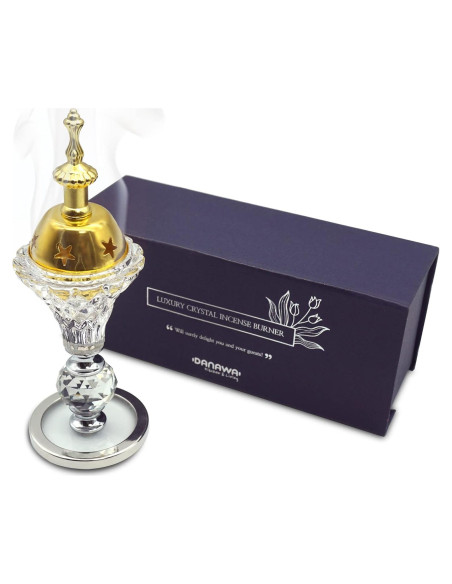 Horno de Bakhoor DANAWA de Vidrio Hexagonal Oro 6.2x17cm