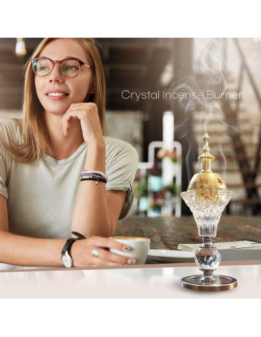 Horno de Bakhoor DANAWA de Vidrio Hexagonal Oro 6.2x17cm