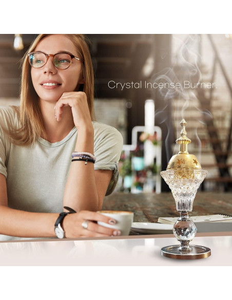 Horno de Bakhoor DANAWA de Vidrio Hexagonal Oro 6.2x17cm