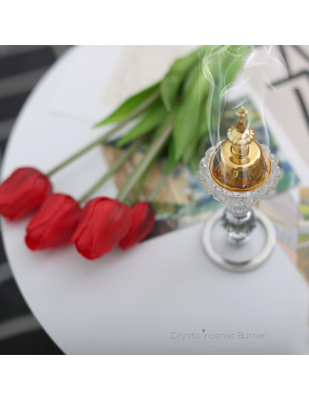 Horno de Bakhoor DANAWA de Vidrio Hexagonal Oro 6.2x17cm