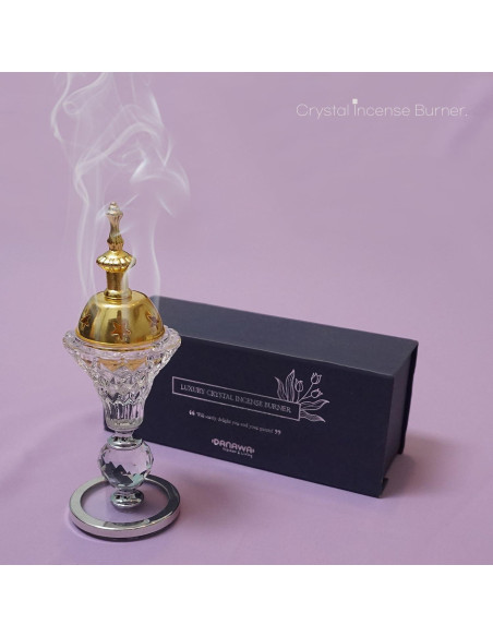 Horno de Bakhoor DANAWA de Vidrio Hexagonal Oro 6.2x17cm