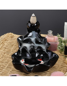 Quemador de Incienso de Reflujo YePularry Cerámica Negra 2