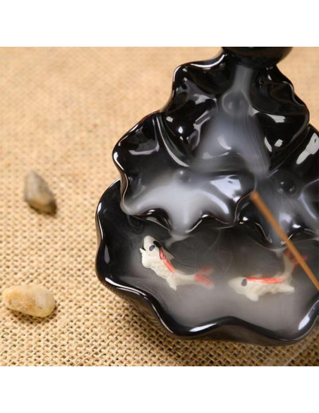 Quemador de Incienso de Reflujo YePularry Cerámica Negra