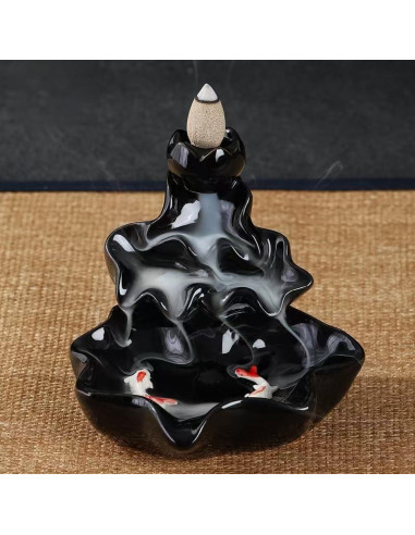 Quemador de Incienso de Reflujo YePularry Cerámica Negra