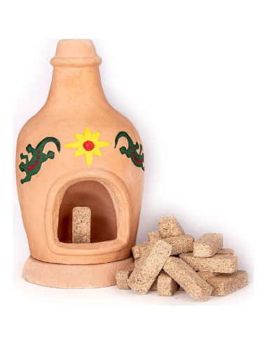 Quemador de Incienso Chiminea Santa Fe + 40 Ladrillos Piñón