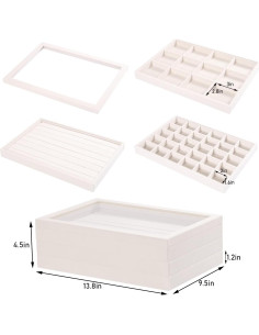 Organizador de Joyería Coward con Tapa de Vidrio Beige 2