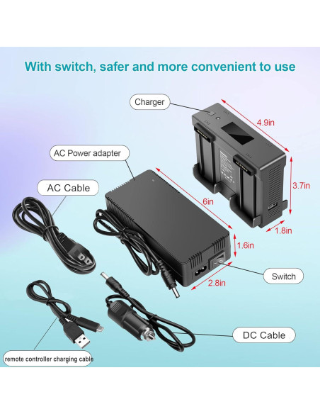 Cargador de Baterías 5 en 1 Hanatora para DJI Air 2S y Mavic Air