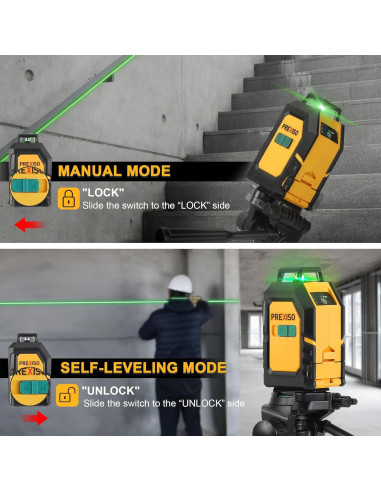 Cinta Métrica Digital 2-en-1 PREXISO 4.88m y Nivel Láser 360