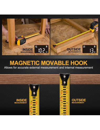 Cinta Métrica Digital 2-en-1 PREXISO 4.88m y Nivel Láser 360