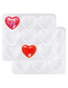 HOVEOX Moldes de Silicona Corazón 2 Piezas 18.5x16 cm