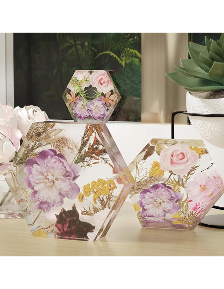 Molde de Silicona Hexagonal HOODANCOS 3 Piezas para Epoxy