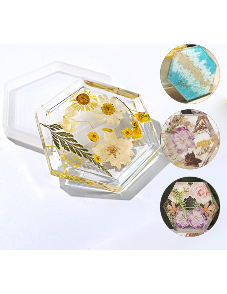 Molde de Silicona Hexagonal HOODANCOS 3 Piezas para Epoxy