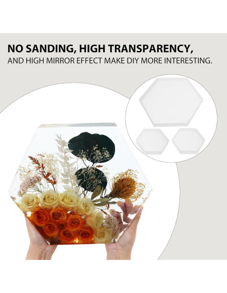 Molde de Silicona Hexagonal HOODANCOS 3 Piezas para Epoxy