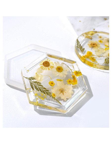 Molde de Silicona Hexagonal HOODANCOS 3 Piezas para Epoxy