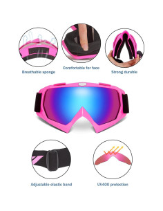 Gafas de Motocross KEMIMOTO con Protección UV - Lente Rosa 2
