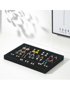 Bandeja de Aretes Apilable Coward Terciopelo Negro 2 Piezas 2
