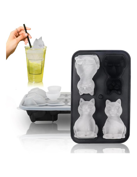 Molde de Hielo 3D de Gato Daarcin - Silicona Libre de BPA