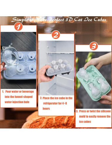 Molde de Hielo 3D de Gato Daarcin - Silicona Libre de BPA