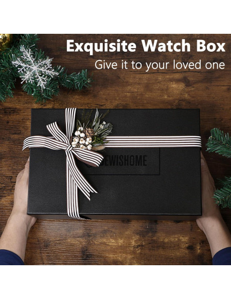 Caja de Reloj BEWISHOME 20 Compartimentos Madera Marrón