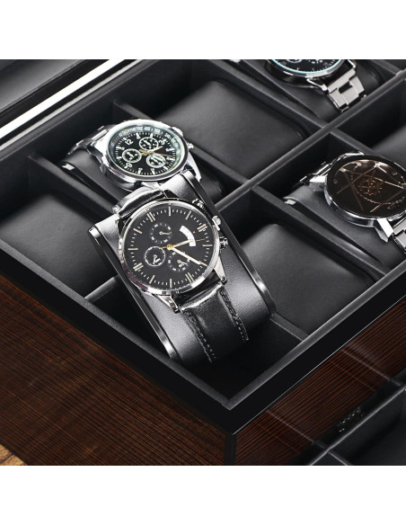 Caja de Reloj BEWISHOME 20 Compartimentos Madera Marrón