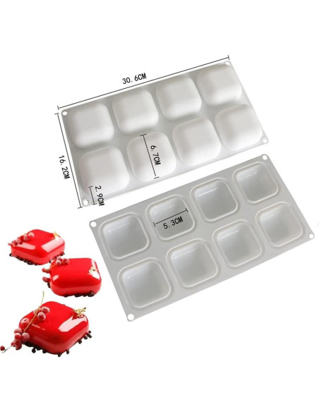 Molde de Silicona Cuadrado 8 Cavidades TUKE para Hornear