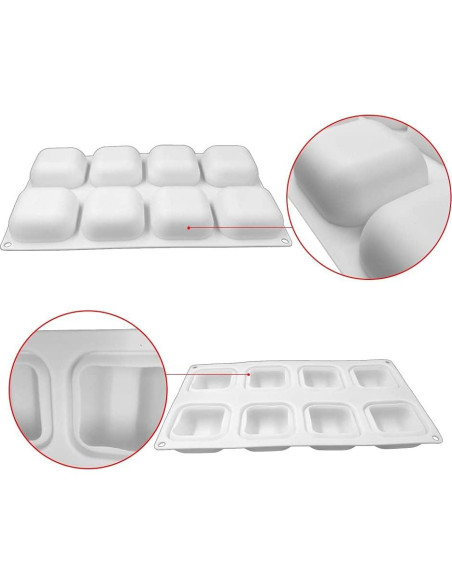 Molde de Silicona Cuadrado 8 Cavidades TUKE para Hornear