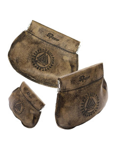 Monedero Medieval de Cuero Toferner con Símbolos Vikingos