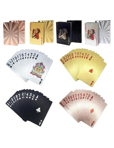 4 Barajas de Cartas de Juego Impermeables FMOACEN Estándar