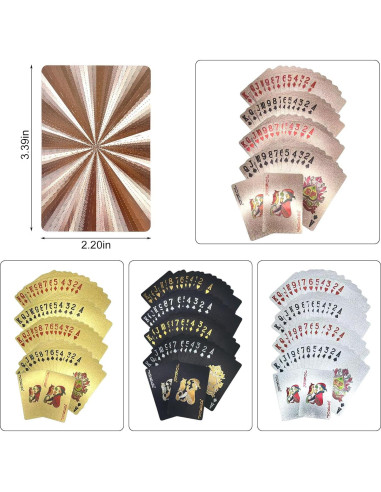 4 Barajas de Cartas de Juego Impermeables FMOACEN Estándar