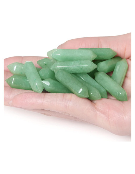 Set 10 Varitas de Cristal Aventurina Verde Hexagonales
