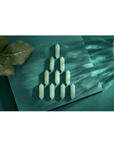 Set 10 Varitas de Cristal Aventurina Verde Hexagonales