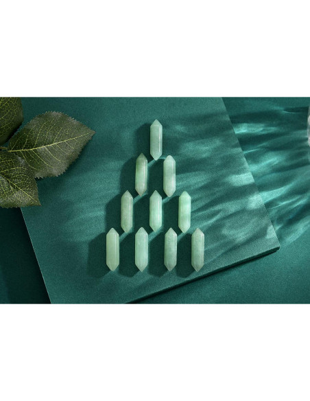 Set 10 Varitas de Cristal Aventurina Verde Hexagonales