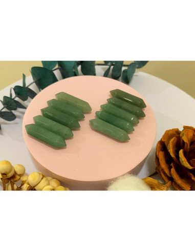 Set 10 Varitas de Cristal Aventurina Verde Hexagonales