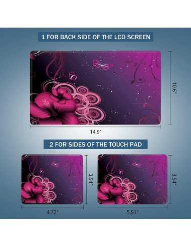 Vinilo Universal para Laptop AORTDES 15.6" Flores Moradas