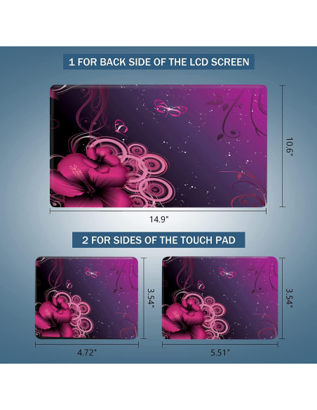 Vinilo Universal para Laptop AORTDES 15.6" Flores Moradas