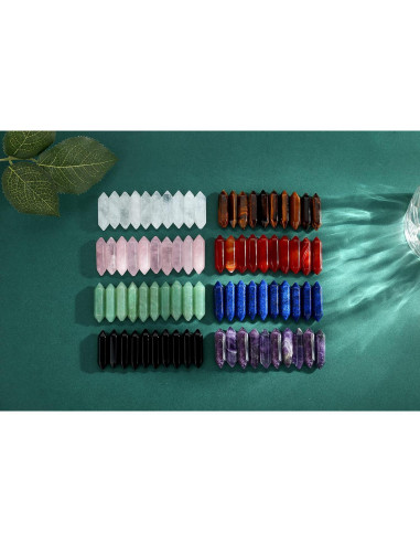 Set 10 Varitas de Cristal Aventurina Verde Hexagonales