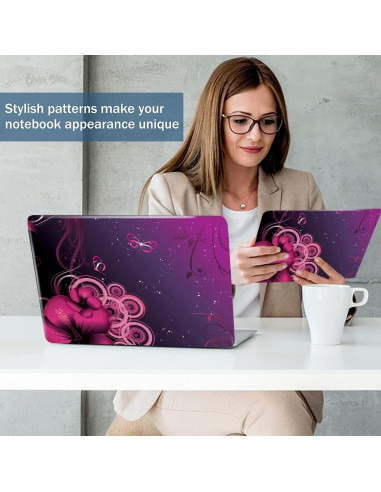 Vinilo Universal para Laptop AORTDES 15.6" Flores Moradas