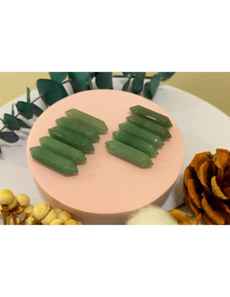 Set 10 Varitas de Cristal Aventurina Verde Hexagonales