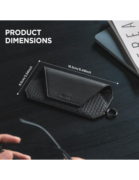 Estuche de Gafas de Cuero VULKIT Unisex Negro 19x8.8 cm
