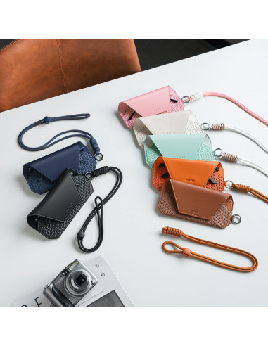 Estuche de Gafas de Cuero VULKIT Unisex Negro 19x8.8 cm