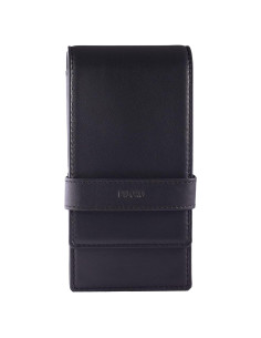 Estuche de Cuero DiLoro Negro para 4 Plumas y Lápices