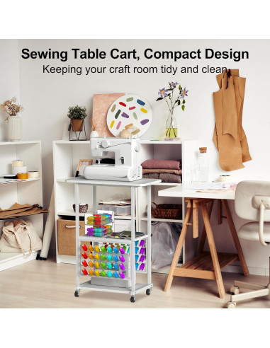 Mesa de Costura Rodante Jchccu con Soporte para 56 Bobinas